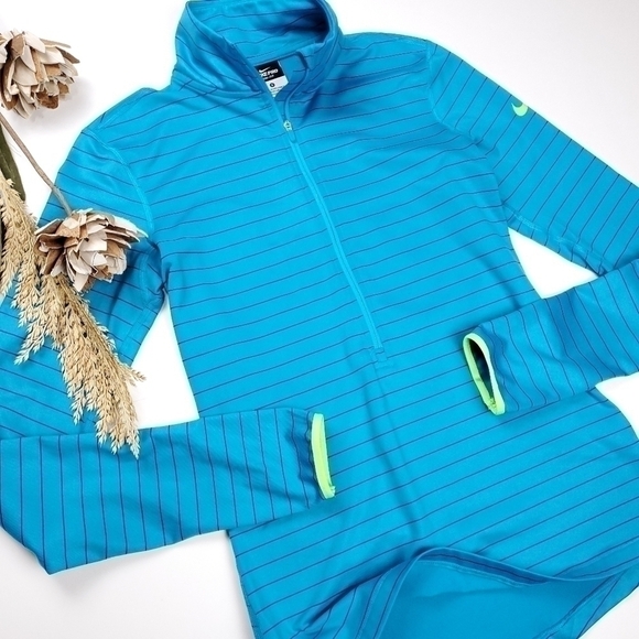 Nike Women's Dri- Fit Turquoise Stripe Running Jacket Sz S - Picture 2 of 10